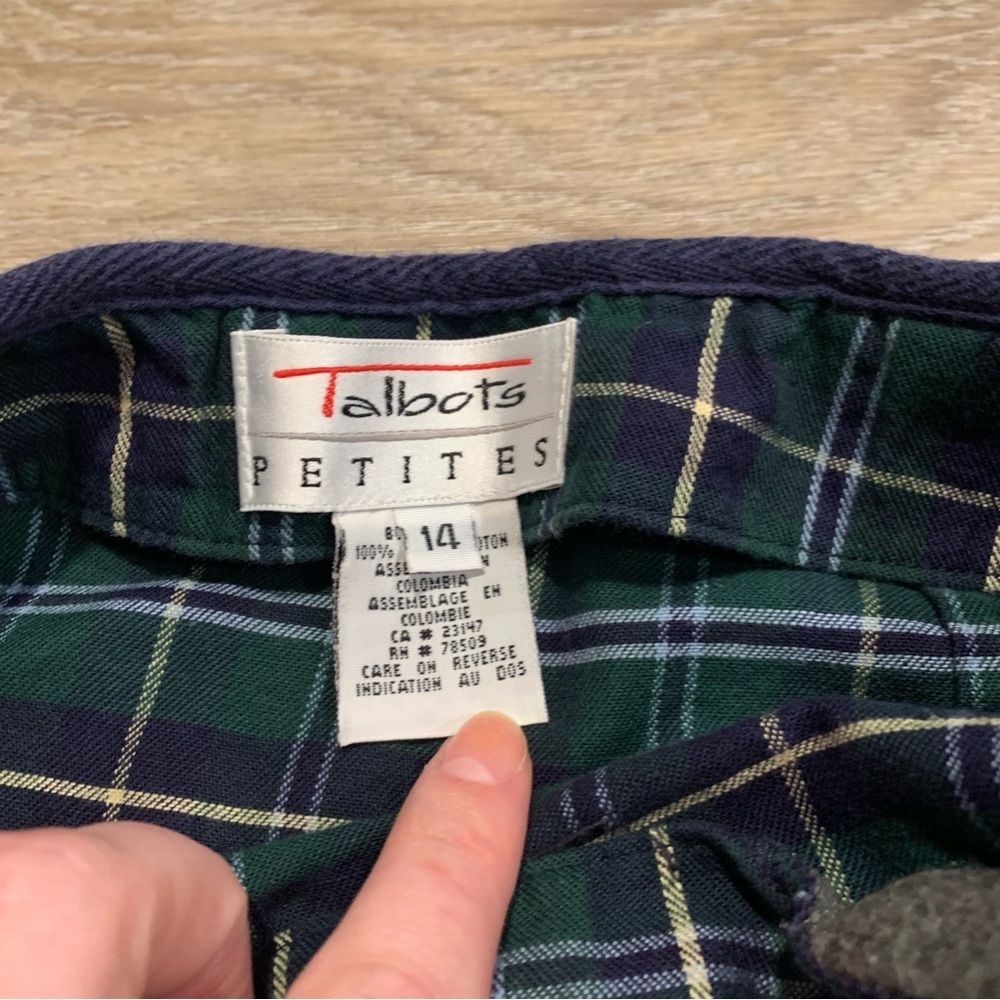 Talbots Dark Green & Blue Tartan Plaid Skirt Size 14P - Picture 4 of 5